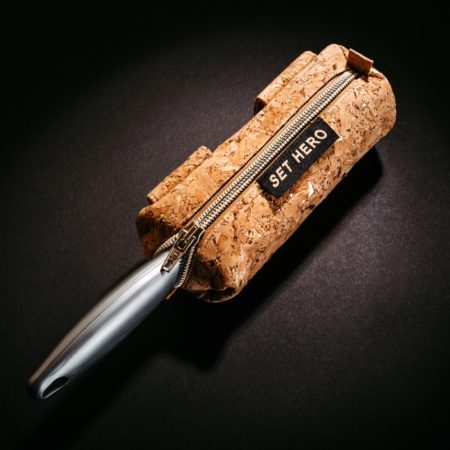 Mäppchen für Fusselrolle, Korkstoff natur mit Gold